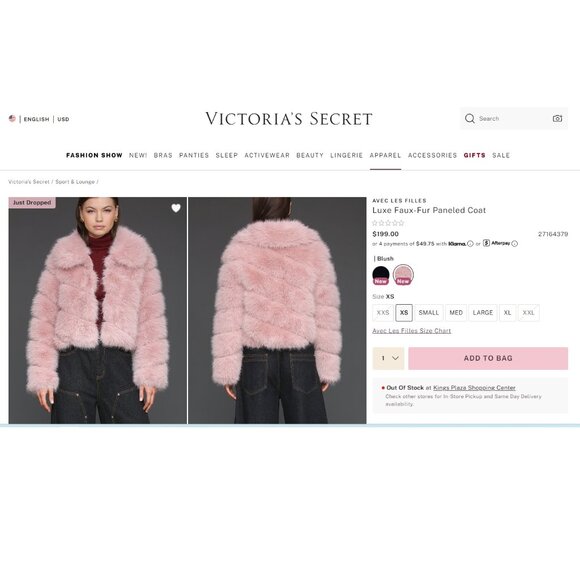 Avec Les Filles Luxurious Faux-Fur Cropped Paneled Coat in Grey Blue sz XS $199 - Picture 4 of 16